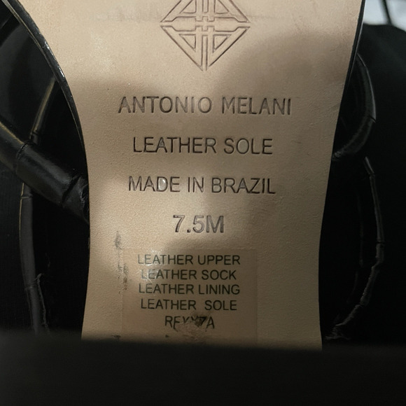 Y2K Antonio Melani Sandals Women 7.5M Black Leather Rexxza Crocodile Embossed - Picture 5 of 8